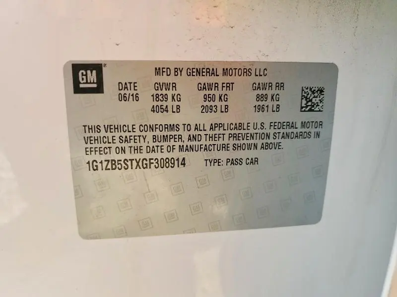 2016 CHEVROLET MALIBU LS  