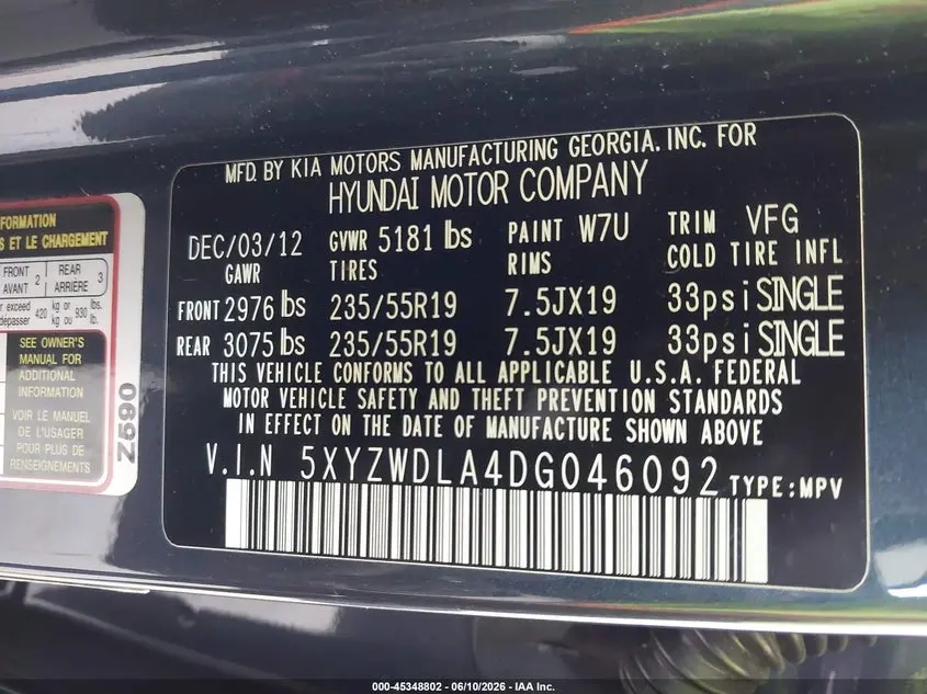 2013 HYUNDAI SANTA FE SPORT 2.0T