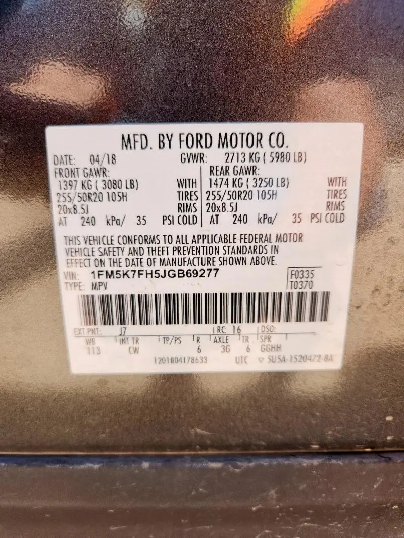 2018 FORD EXPLORER LIMITED  