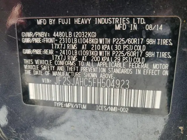 2015 SUBARU FORESTER 2.5I LIMITED  
