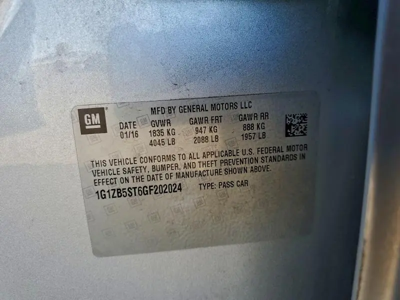 2016 CHEVROLET MALIBU LS  