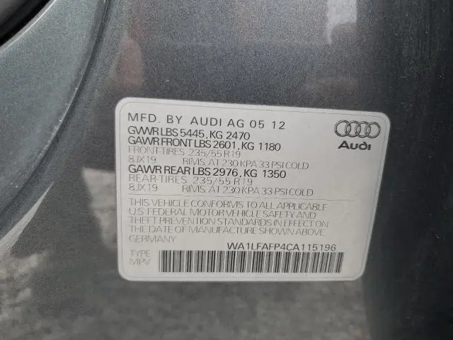 2012 AUDI Q5 PREMIUM PLUS  