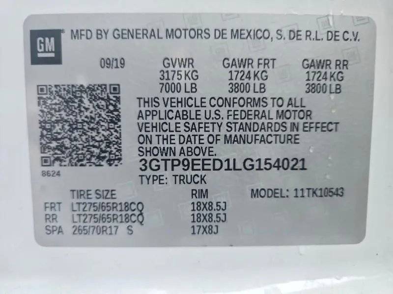 2020 GMC SIERRA K1500 AT4  