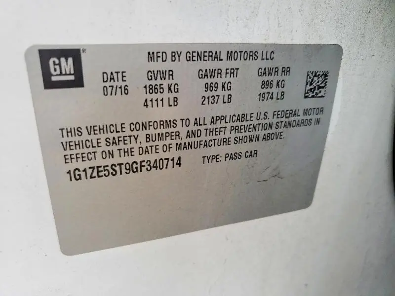 2016 CHEVROLET MALIBU LT  