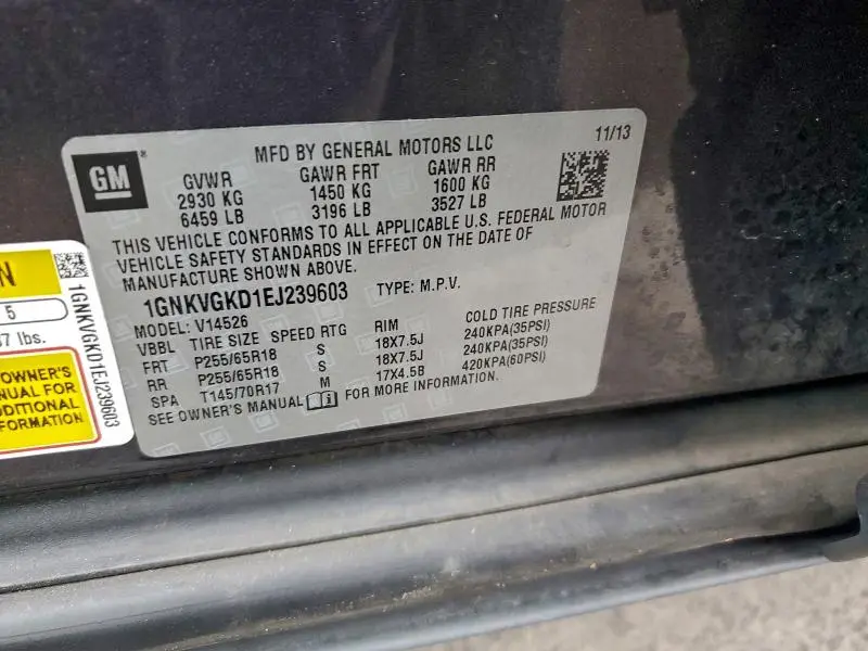 2014 CHEVROLET TRAVERSE LT  