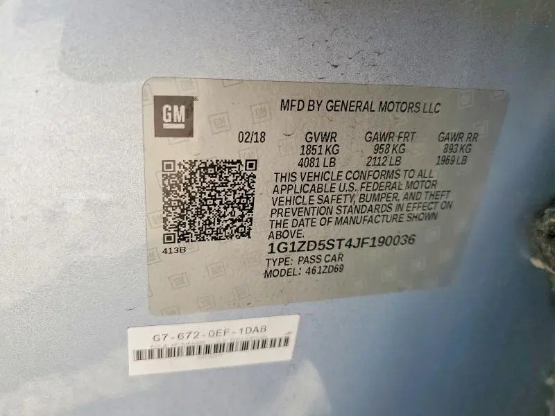 2018 CHEVROLET MALIBU LT  