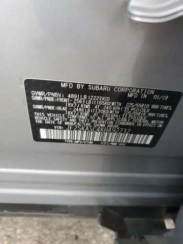 2019 SUBARU FORESTER LIMITED  