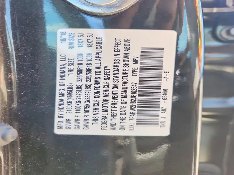 2018 HONDA CR-V EXL  