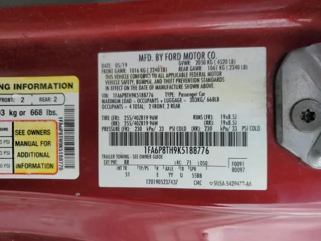 2019 FORD MUSTANG   