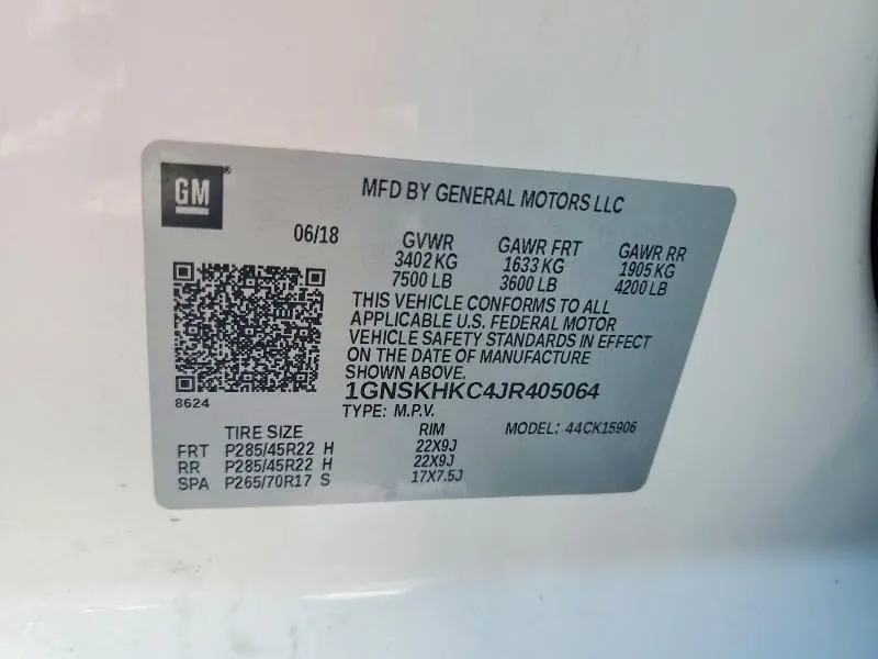 2018 CHEVROLET SUBURBAN K1500 LT  