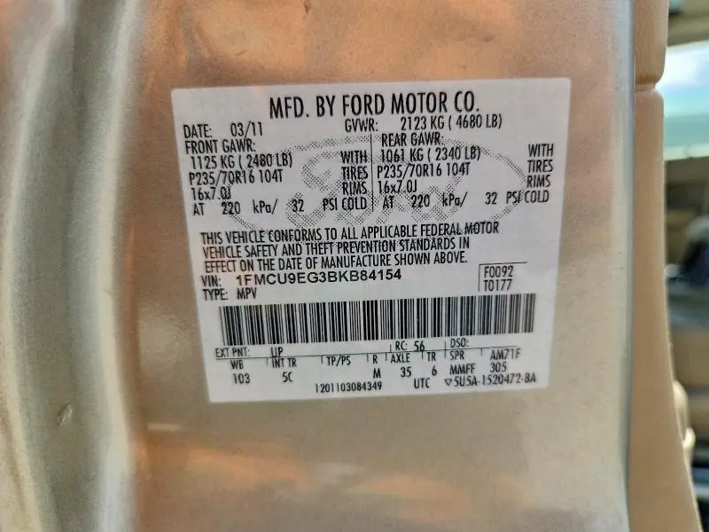 2011 FORD ESCAPE LIMITED  