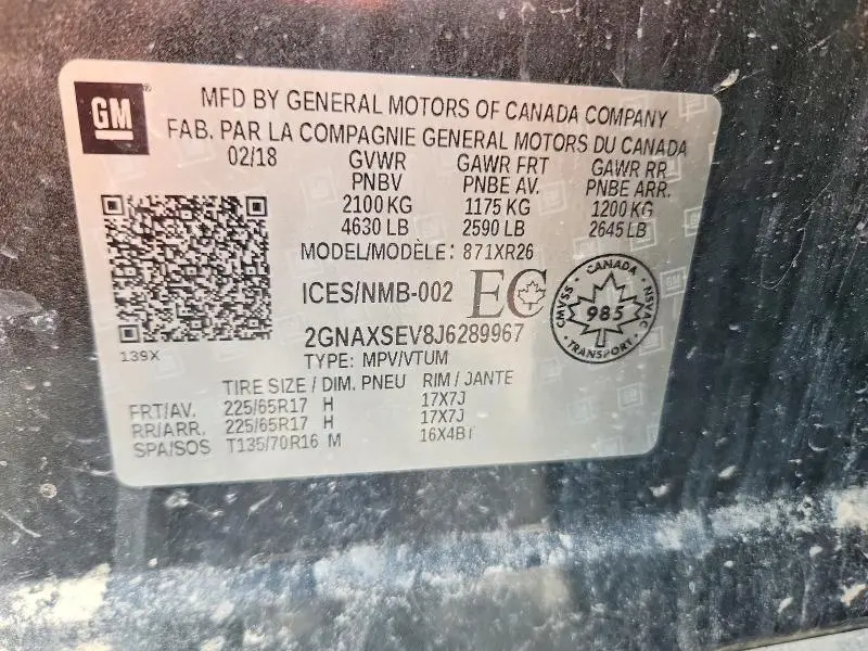 2018 CHEVROLET EQUINOX LT  