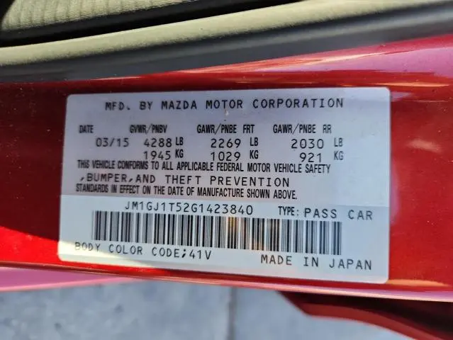 2016 MAZDA 6 TOURING  