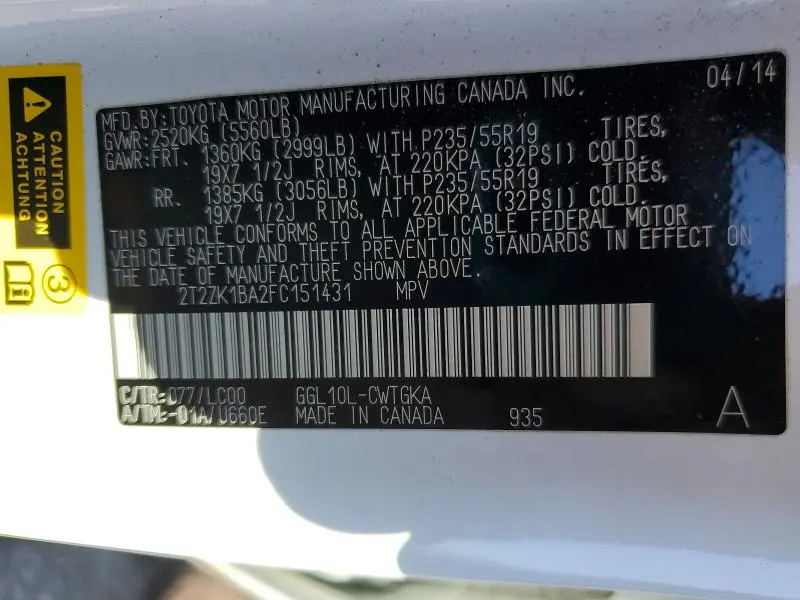 2015 LEXUS RX 350 BASE  