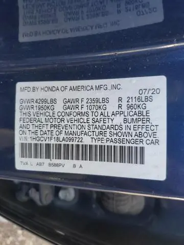 2020 HONDA ACCORD LX  