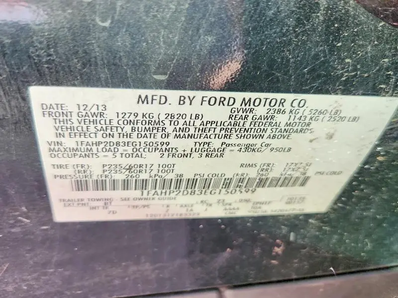 2014 FORD TAURUS SE  