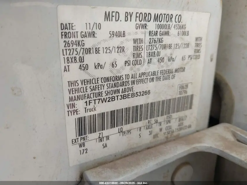 2011 FORD F-250 LARIAT