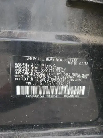 2013 SUBARU IMPREZA   