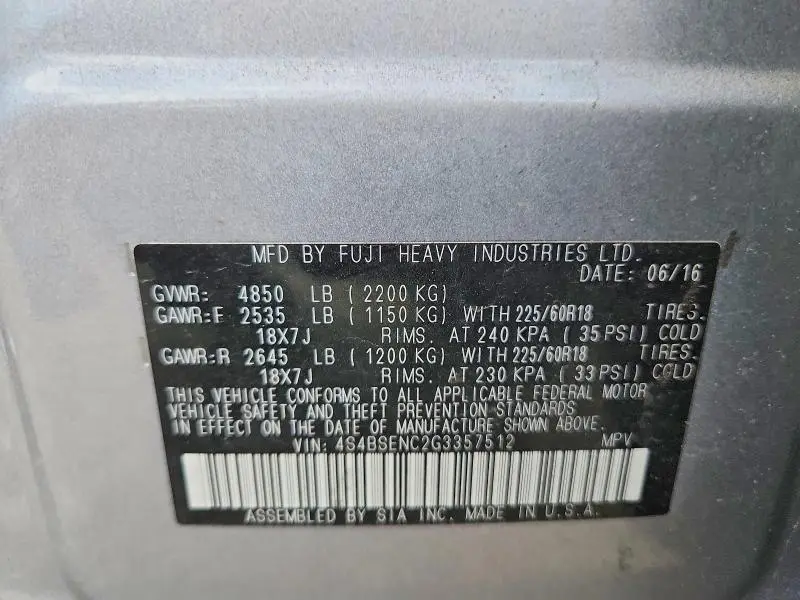2016 SUBARU OUTBACK 3.6R LIMITED  