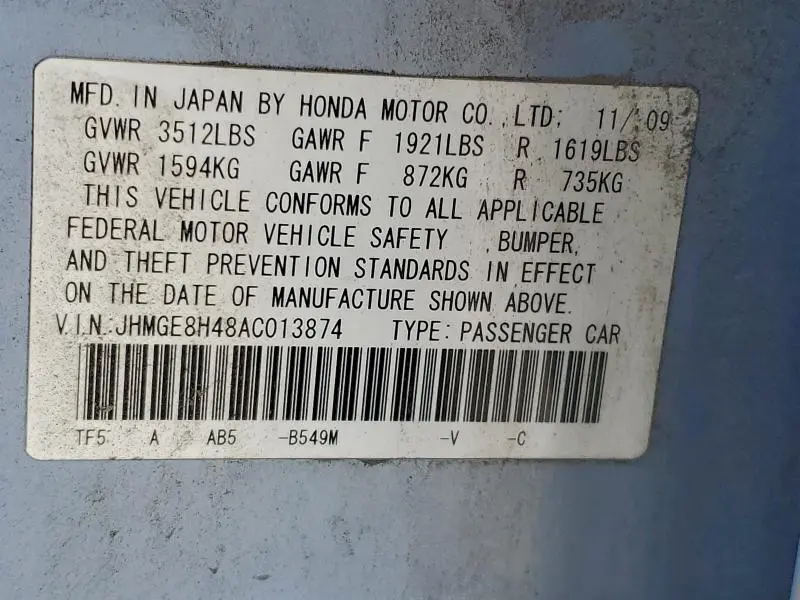 2010 HONDA FIT SPORT  