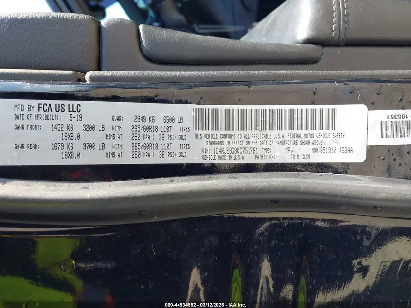 2019 JEEP GRAND CHEROKEE LIMITED 4X2