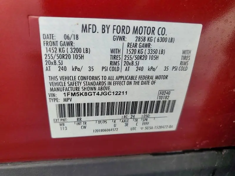 2018 FORD EXPLORER SPORT  