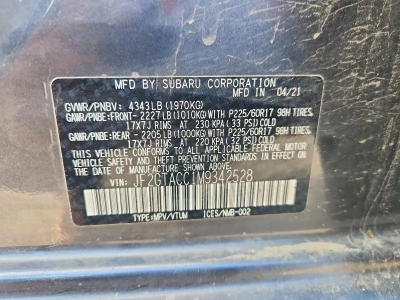 2021 SUBARU CROSSTREK PREMIUM  