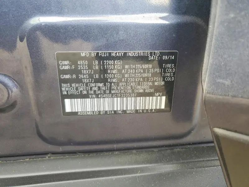 2015 SUBARU OUTBACK 3.6R LIMITED  