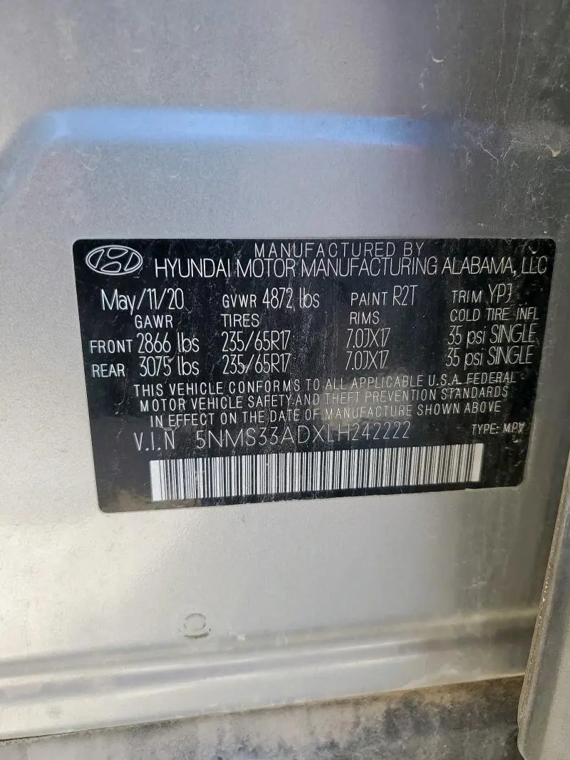 2020 HYUNDAI SANTA FE SEL  