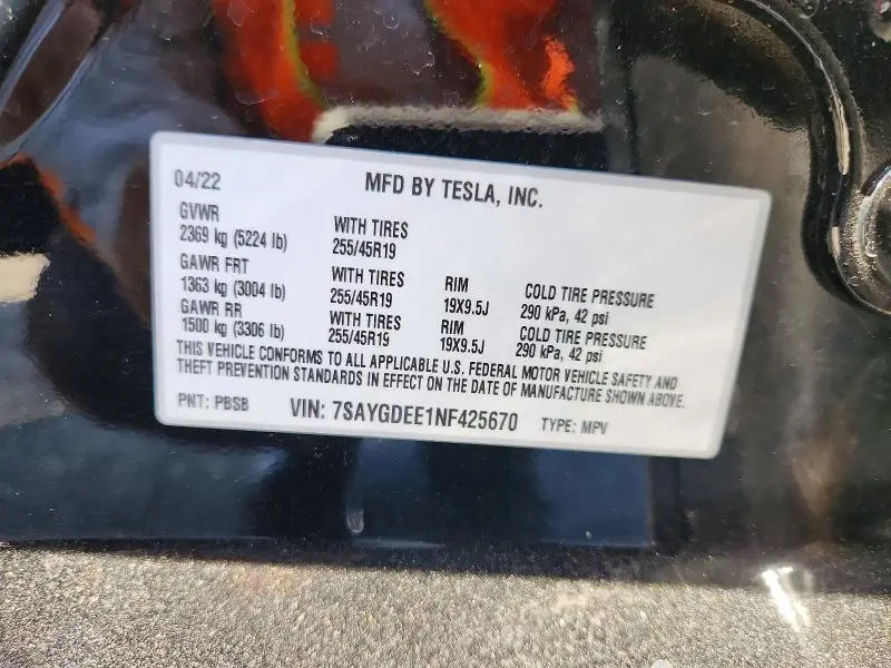 2022 TESLA MODEL Y   
