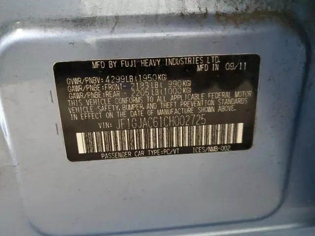 2012 SUBARU IMPREZA PREMIUM  