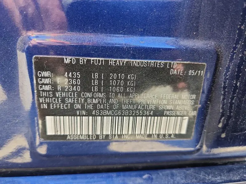 2011 SUBARU LEGACY 2.5I PREMIUM  