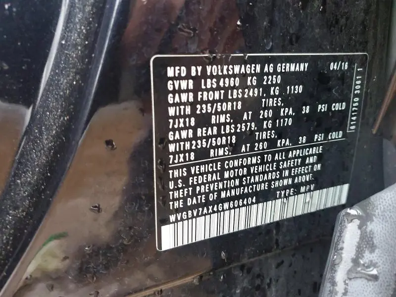 2016 VOLKSWAGEN TIGUAN S  