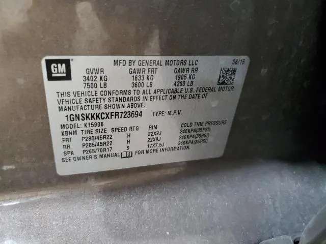 2015 CHEVROLET SUBURBAN K1500 LTZ  