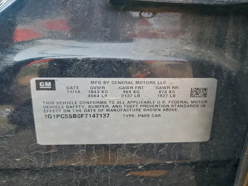 2015 CHEVROLET CRUZE LT  