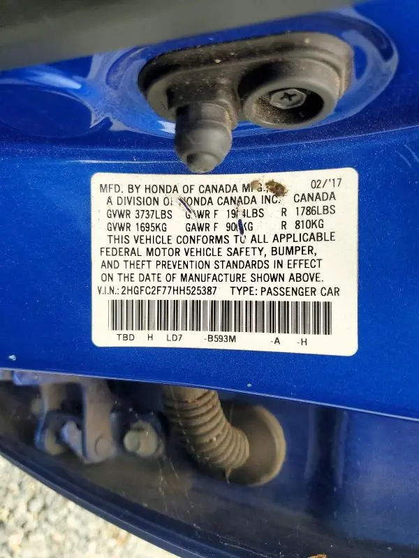 2017 HONDA CIVIC EX  
