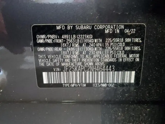 2022 SUBARU FORESTER LIMITED  