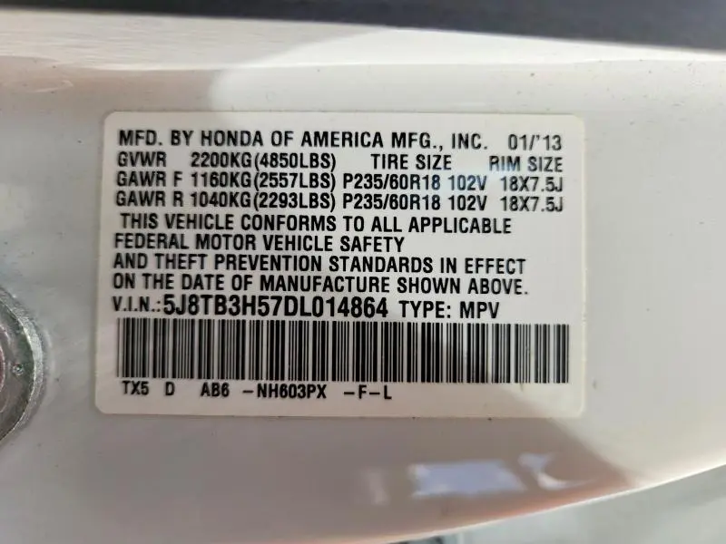 2013 ACURA RDX TECHNOLOGY  