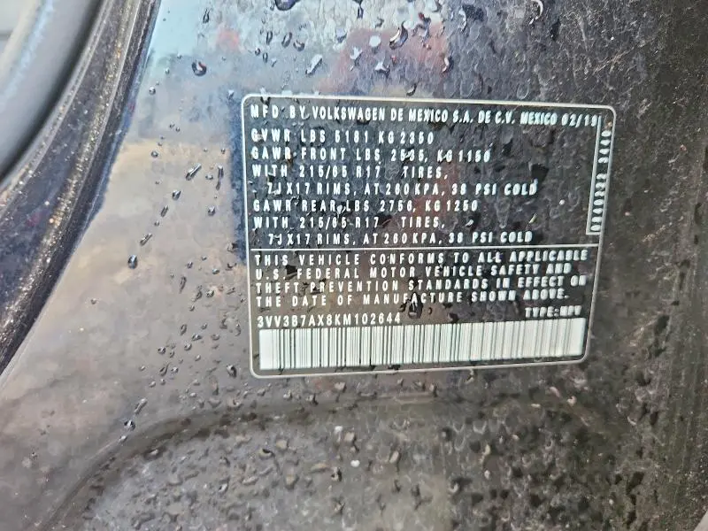 2019 VOLKSWAGEN TIGUAN SE  