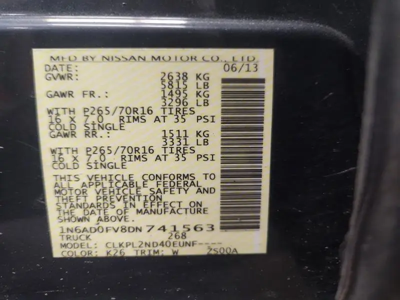 2013 NISSAN FRONTIER SV  