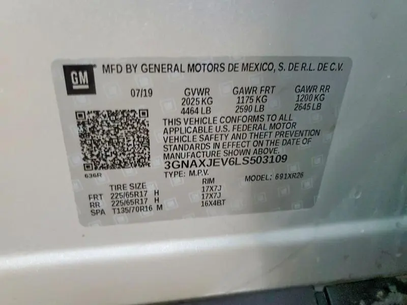 2020 CHEVROLET EQUINOX LT  