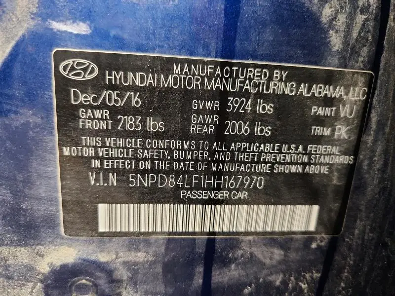 2017 HYUNDAI ELANTRA SE  