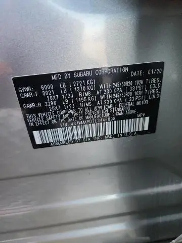 2020 SUBARU ASCENT LIMITED  