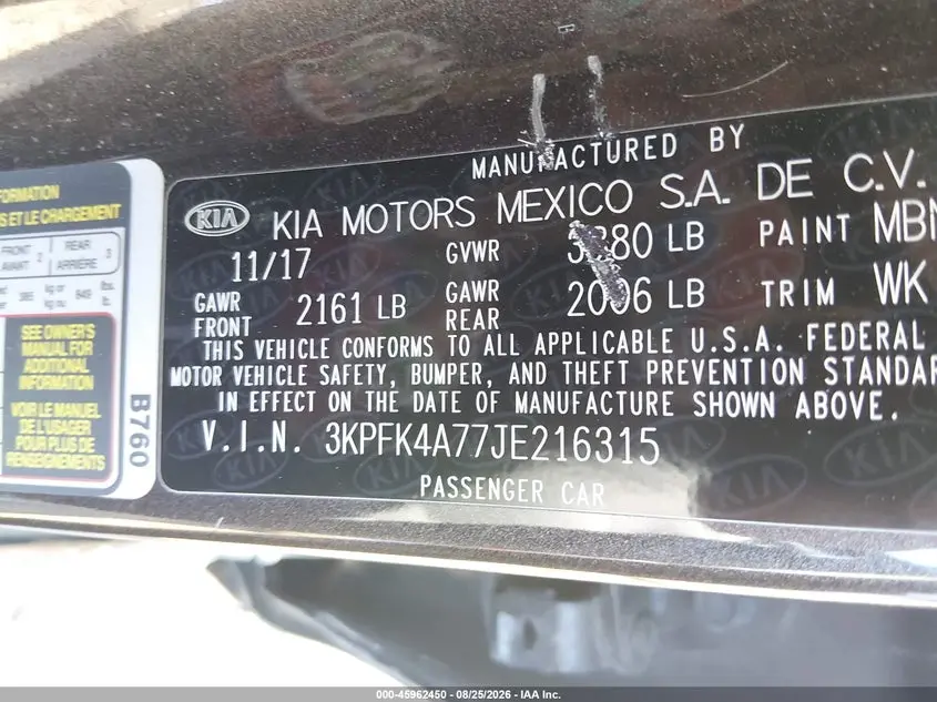 2018 KIA FORTE LX