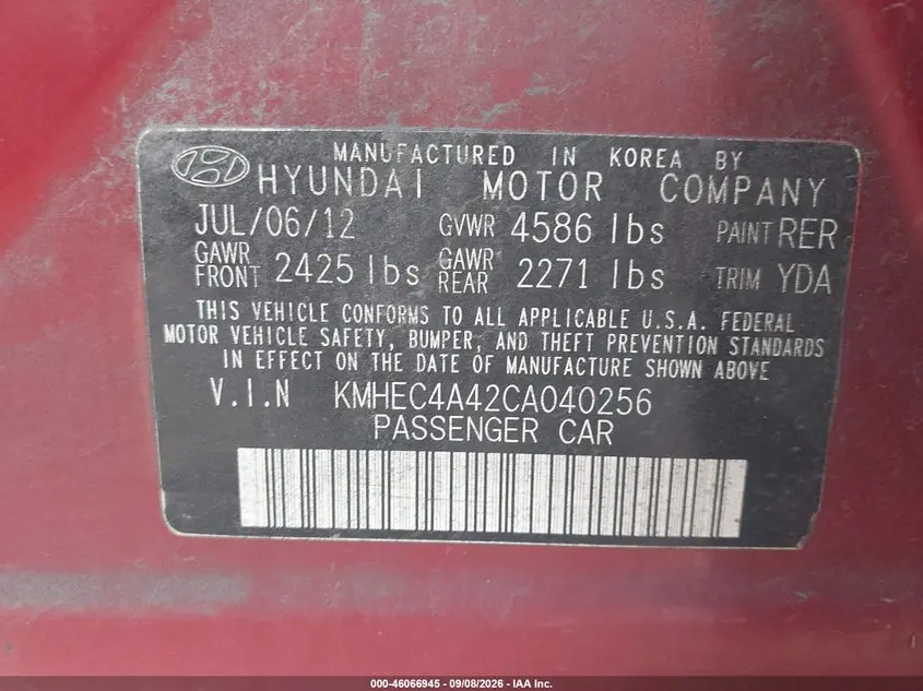 2012 HYUNDAI SONATA HYBRID  