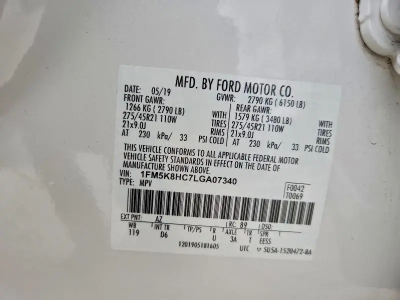 2020 FORD EXPLORER PLATINUM  