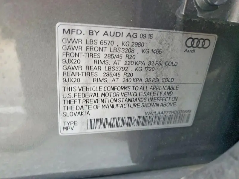 2017 AUDI Q7 PREMIUM PLUS  