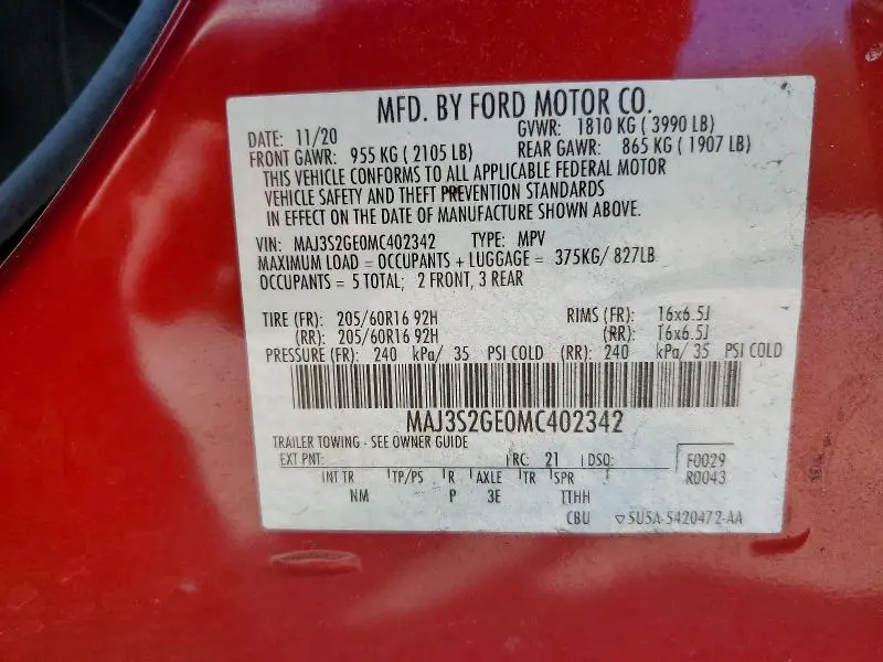 2021 FORD ECOSPORT SE  