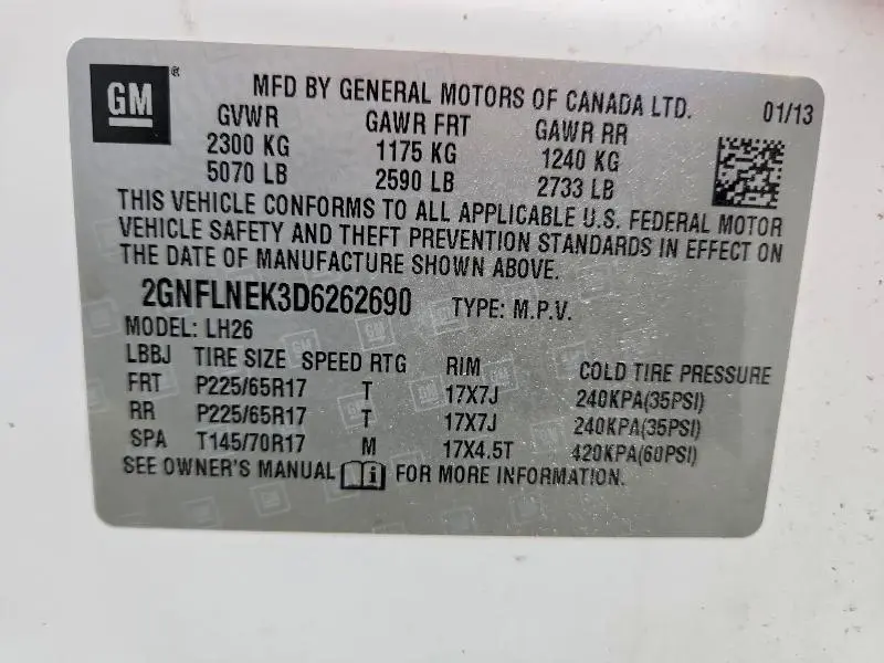 2013 CHEVROLET EQUINOX LT  