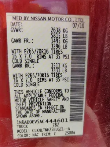 2010 NISSAN FRONTIER CREW CAB SE  